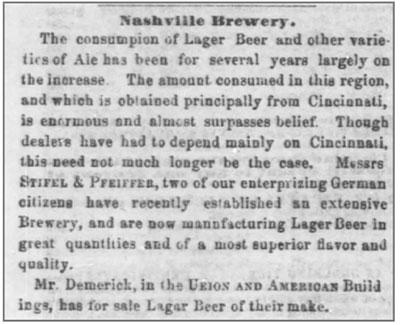 Nashville Brewery Lager Beer Article