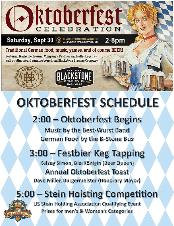 Nashville Brewing Company’s annual Oktoberfest September 30 Nashville